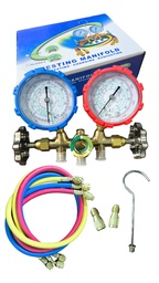 [CT-410-B] MANIFOLD  R32-R-22-R-134A-R-404A-R-410A CUERPO DE BRONCE